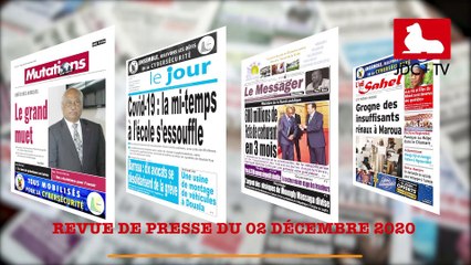 REVUE DE PRESSE CAMEROUNAISE DU 02 DÉCEMBRE 2020