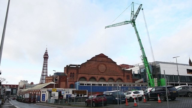 One of Europe's largest cranes arrives at Blackpool's Winter Gardens