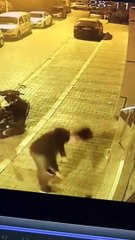 Il découvre un chat errant et il s'amuse tout de suite avec lui