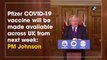 Pfizer Covid-19 vaccine will be made available across UK from next week: PM Johnson
