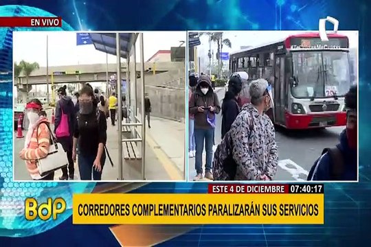 Corredores complementarios paralizarán este 4 de diciembre