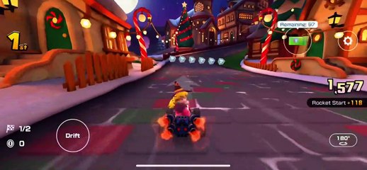 Mario Kart Tour - Merry Mountain Track Gameplay (Winter Tour)