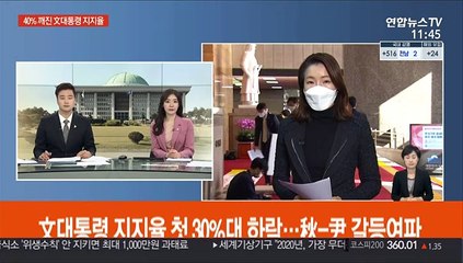 文대통령 지지율 첫 30%대 하락…추-윤 갈등여파