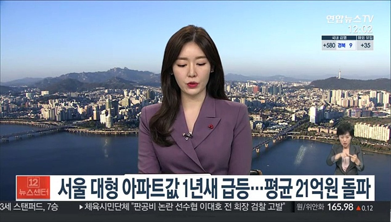 서울 대형 아파트값 1년새 급등…평균 21억원 돌파