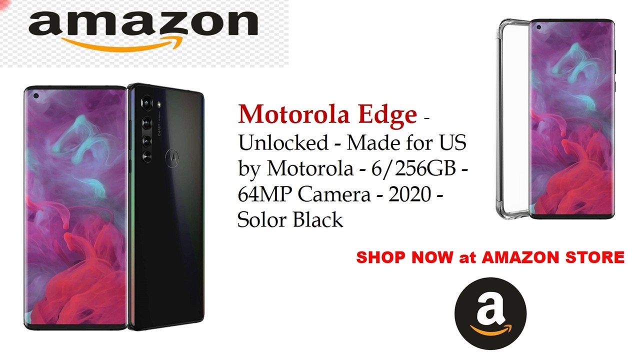Motorola Edge | Unlocked | Made for US by Motorola | 6/256GB | 64MP Camera | 2020 | Solor Black