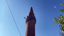 SİİRT - Kurtalan ilçesine bağlı Ağaçlıpınar köyünde depremin etkisiyle yıkılan cami minaresi