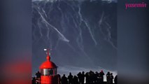 Yürekleri ağza getiren görüntüler: Alman Sörfçü Sebastian Steudtner 35 metre dalgada...