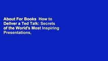 About For Books  How to Deliver a Ted Talk: Secrets of the World's Most Inspiring Presentations,