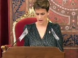 La presidenta María Chivite chapurrea en euskera durante su discurso durante el Día de Navarra