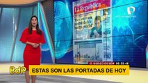 Pamela Acosta leyendo las portadas de los principales medios impresos en el Kiosko de Buenos dias Peru - martes 02 de diciembre del 2020