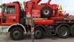 Forlì - Si ribalta cassone di un camion frigo intervento dei Vigili del Fuoco a Ronco (03.12.20)