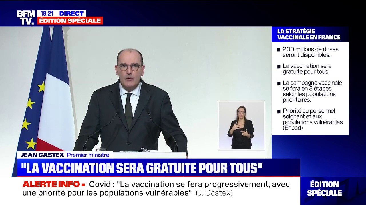 Covid-19: "Environ un million de personnes" devraient être vaccinées lors de la première phase, selon Jean Castex