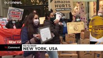 ABD'de Amazon'un patronu Jeff Bezos'a protesto eylemi: 'Fırsatçılık yapma, personeline hakkını ver'