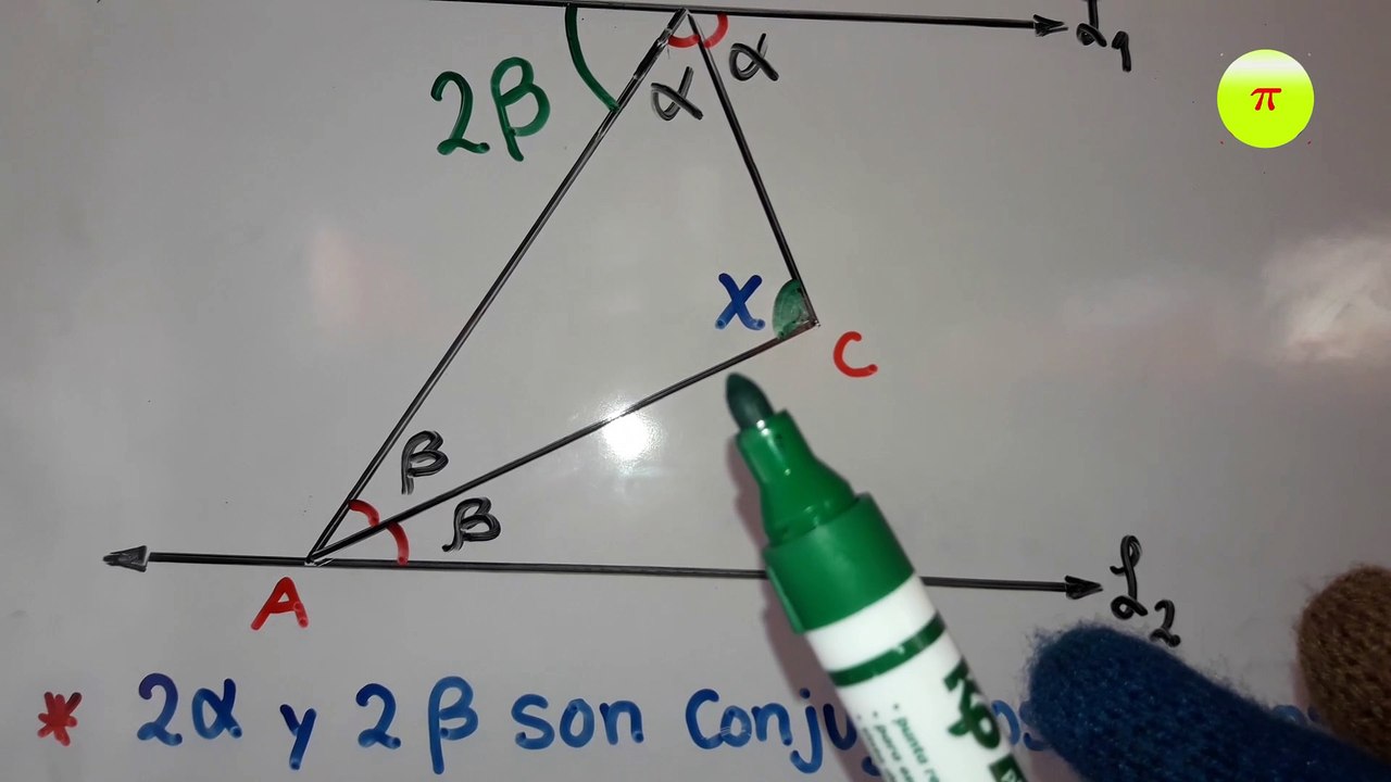 Ángulos entre dos rectas paralelas y una recta secante/Problema 1