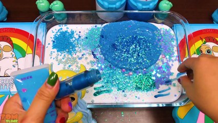 Blue Slime | Mixing Makeup and Glitter into Slime ASMR! Satisfying Slime Videos #805
