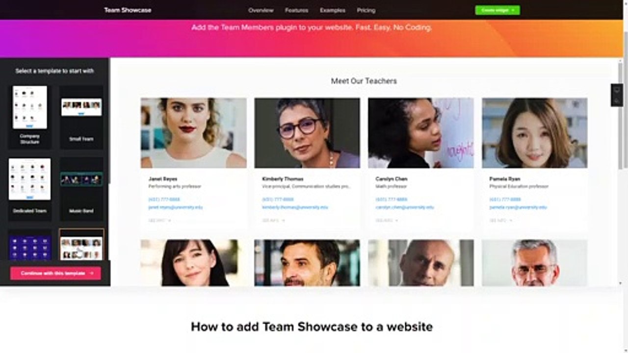 How to Add Team Showcase widget to Webflow (2020)