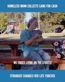 A homeless mom who collect cans for cash