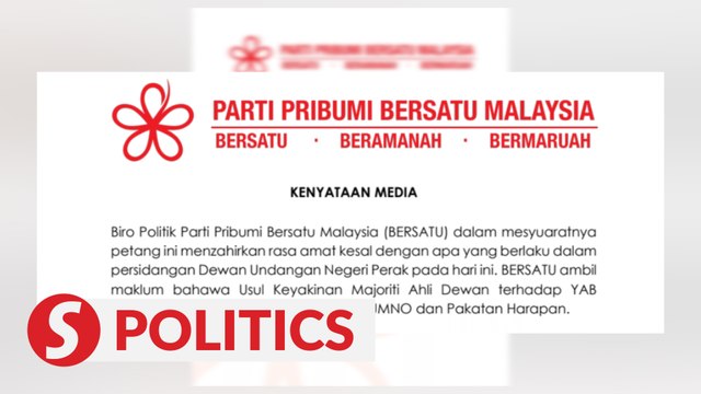 Bersatu stands with PAS and other Perikatan parties following no-confidence vote against Perak MB
