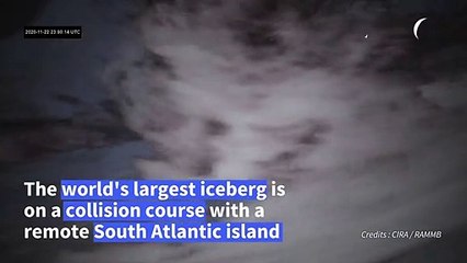 Satellite images of world's largest iceberg on collision course with South Georgia island