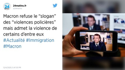 Macron refuse le "slogan" des "violences policières" mais admet la violence de certains d'entre eux