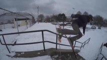 Guy On Skis Jumps Over Fence And Crashes Against Ground