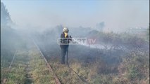 Report TV -Zjarri në Bubq djeg 2 kilometra hekurudhë, rrezikohen 10 banesat që janë afër