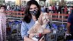 Karishma Tanna with her Pet Dog Spotted at Airport | FilmiBeat