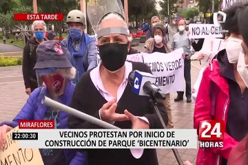 Vecinos protestan por inicio de construcción de parque Bicentenario