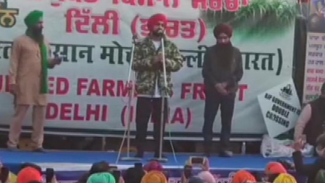 Diljit Dosanjh addresses protesting farmers at Singhu Border