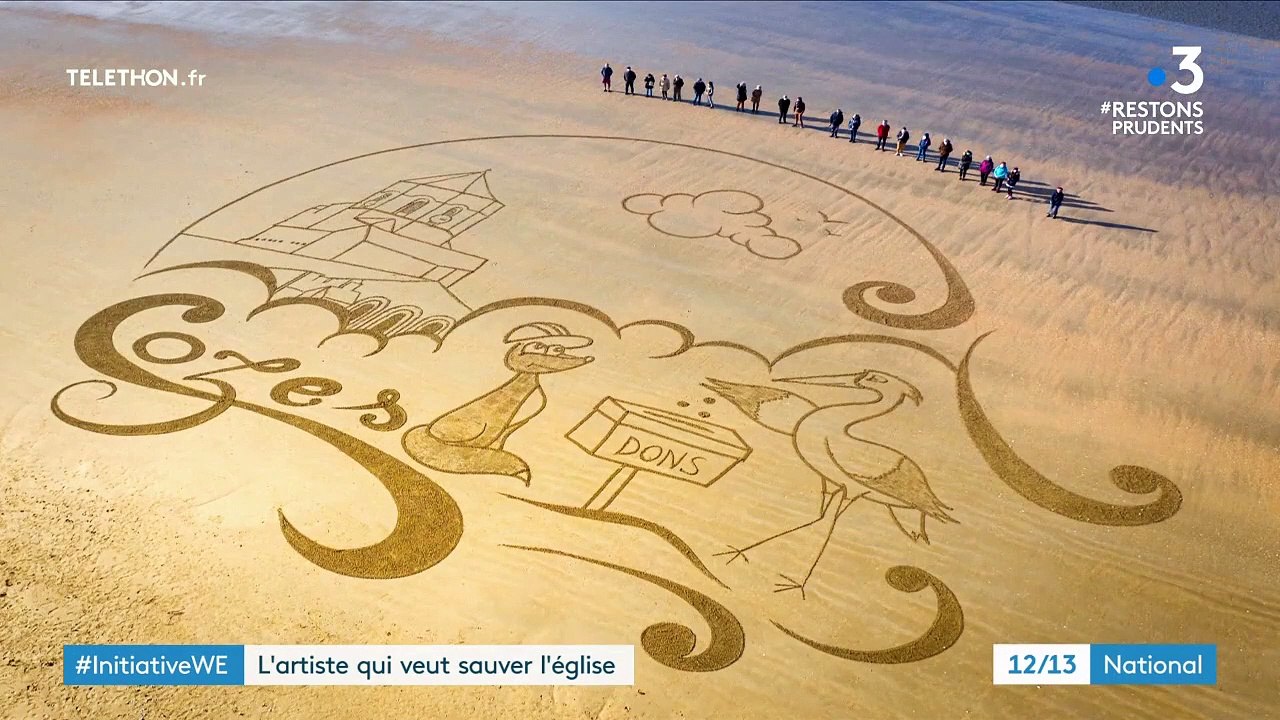 Charente-Maritime : une fresque géante sur le sable pour financer la rénovation d'une église