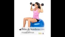 Press de hombros con mancuernas y pelota suiza