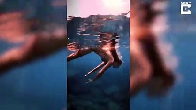 Un poulpe un peu collant ne veut pas lacher cette plongeuse