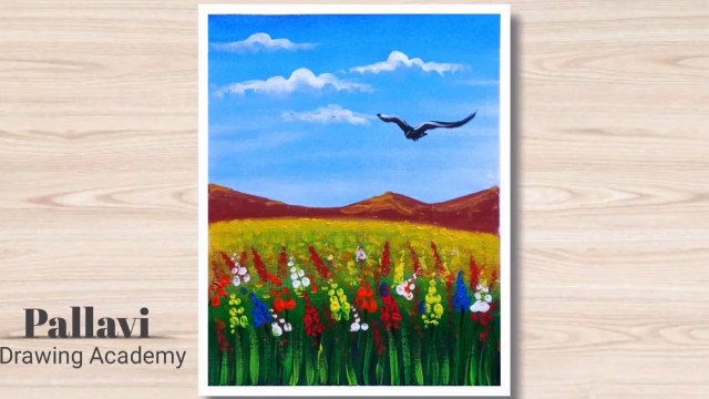 Easy way to draw landscape for beginners __ Pallavi Drawing Academy __