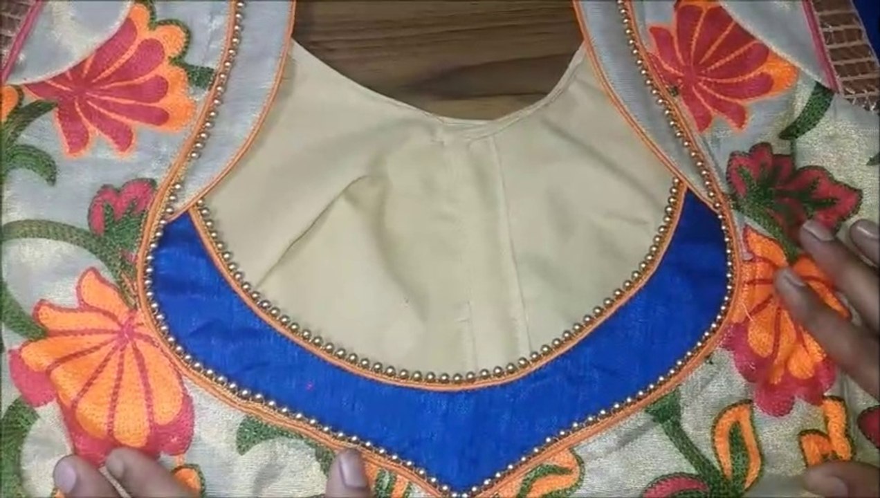 Work Saree Blouse design cutting and stitching back neck
