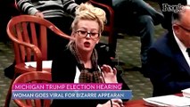 Woman Goes Viral for Bizarre Appearance at Trump Election Hearing in Michigan