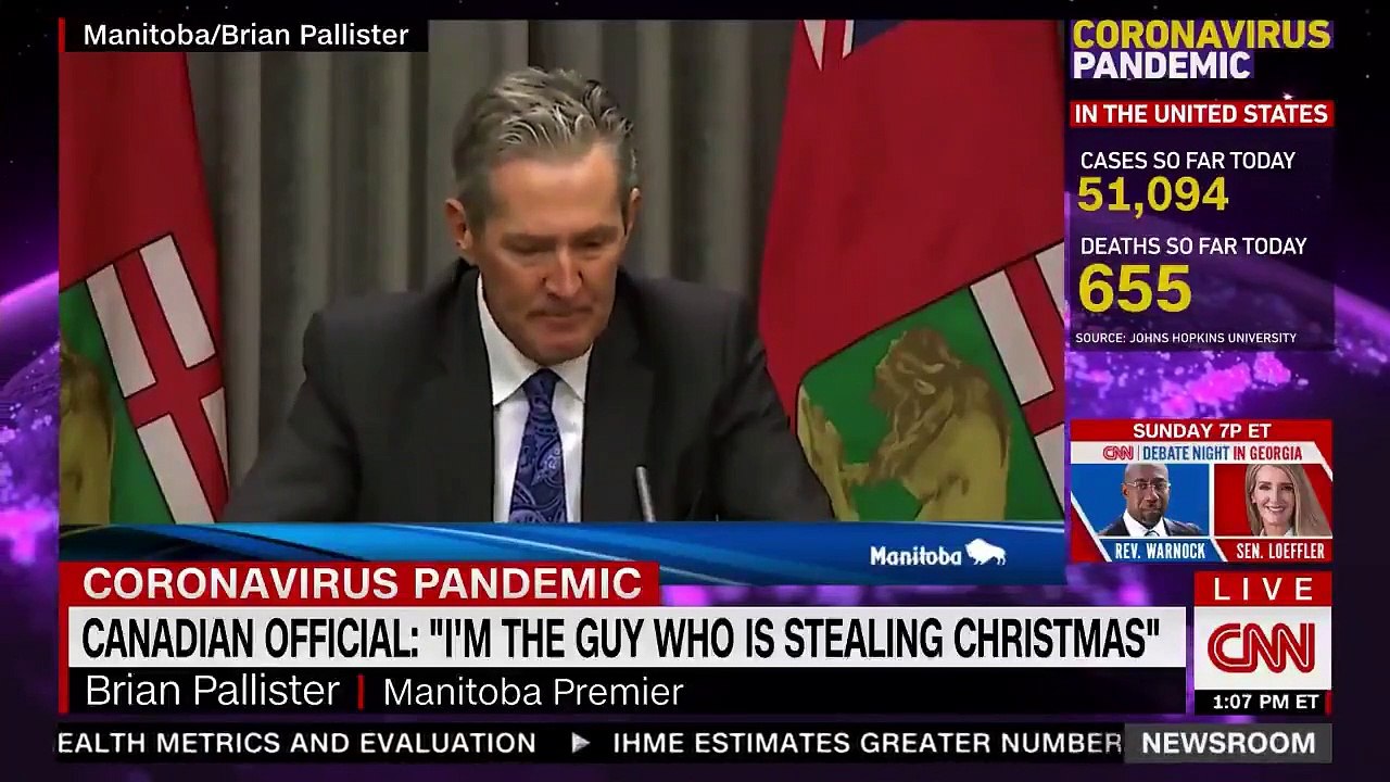 Coronavirus : En larmes, Brian Pallister, premier ministre de la province canadienne de Manitoba, exhorte la population à ne pas prendre de risques pour fêter Noël