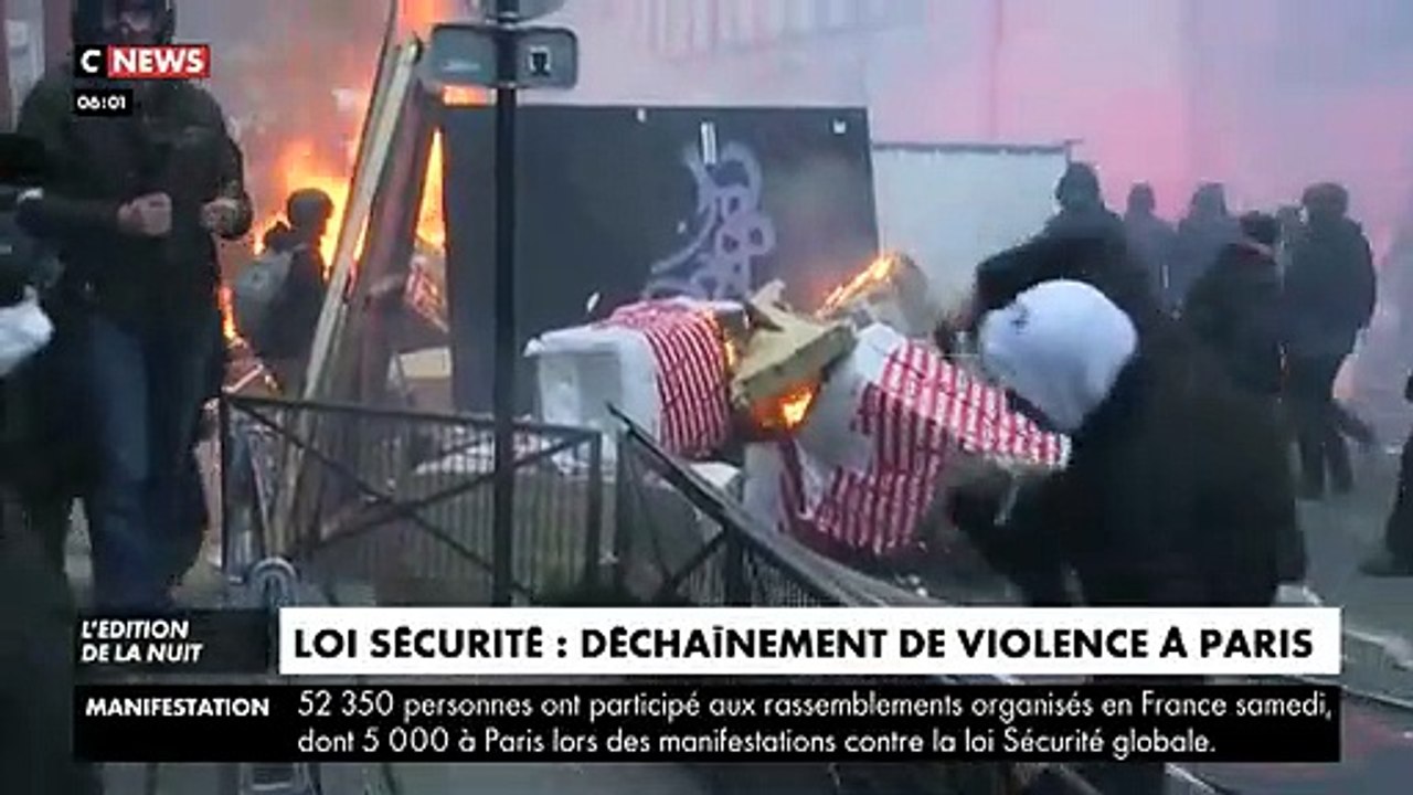 Manifestation Loi Sécurité Globale : Cette image d'une explosion devant un policier qui symbolise toutes les violences de la journée de samedi