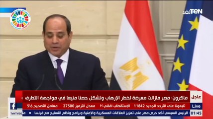 السيسي: المحادثات مع ماكرون كانت صريحة وشفافة وعكست مستوى التقارب بيننا