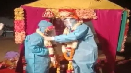 Image of the day: Couple gets married in PPE suits at Covid-19 centre in Rajasthan