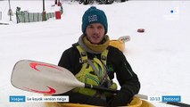 Vosges : le canoë-kayak se pratique sur la neige à Gérardmer