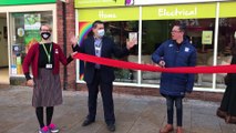 Leo Cliffe opens the new Derian House Charity Shop in Fishergate, Preston
