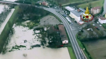 Maltempo nel Modenese, esondazione Panaro sorvolo su Nonantola -2- (07.12.20)