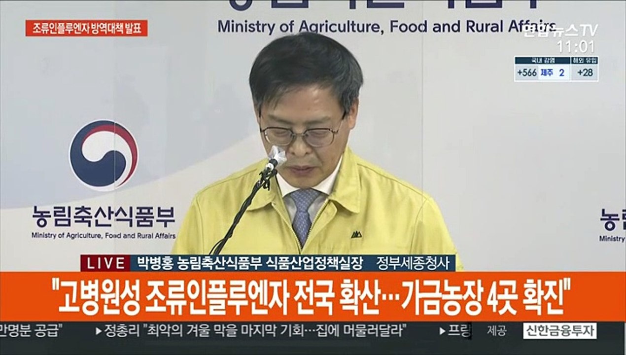 [현장연결] 정부, 고병원성 조류인플루엔자 확산 방지 대책 발표