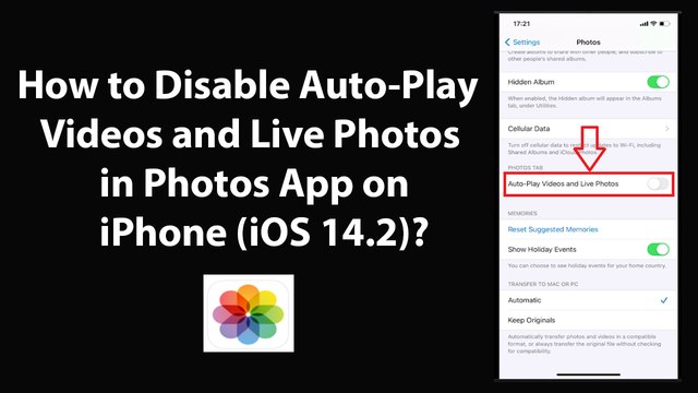 How to Disable Auto-Play Videos and Live Photos in Photos App on iPhone (iOS 14.2)?