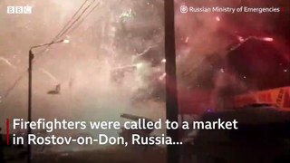 Thousands of fireworks light up the sky in southern Russia after a market fire 2020