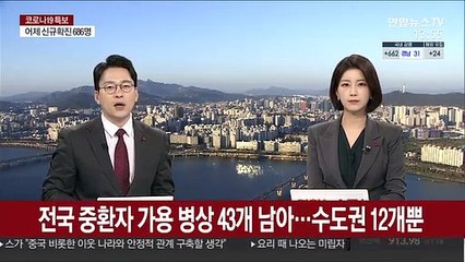 전국 중환자 가용 병상 43개 남아…수도권 12개뿐
