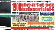 Le Titrologue du 09 Décembre 2020: 1900 milliards de Fifa de recettes douanières malgré la Covid-19