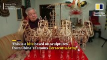 Artist in China makes bamboo kite depicting ancient terracotta warrior