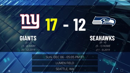 Giants @ Seahawks Game Recap for SUN, DEC 06 - 05:05 PM ET EST