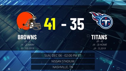 Browns @ Titans Game Recap for SUN, DEC 06 - 02:00 PM ET EST